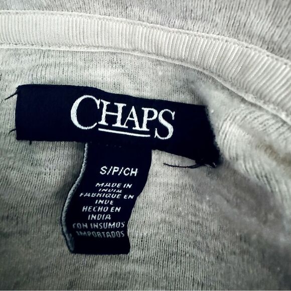 Chaps Cream & Gray Floral 1/4 Button Front Pullover Long Sleeve Shirt Size S/P - Picture 6 of 7